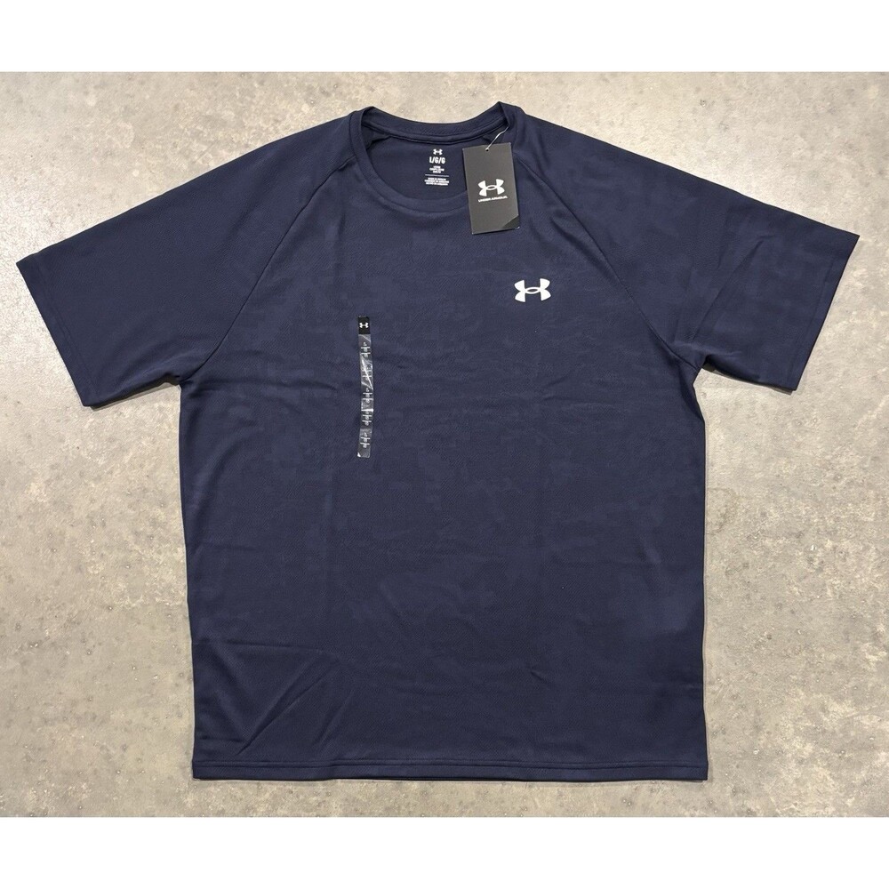 NEW Under Armour Shirt Mens Large Velocity Jacquard Navy Blue